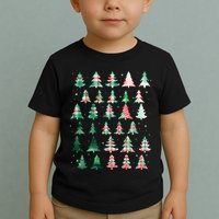 Festive Christmas Trees Patterns Mash Up Toddler T-Shirt