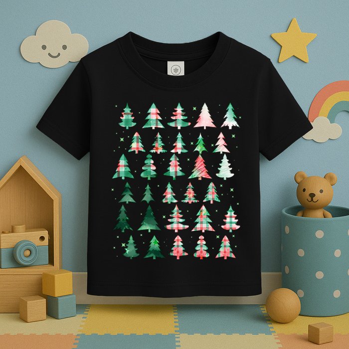 Festive Christmas Trees Patterns Mash Up Toddler T-Shirt