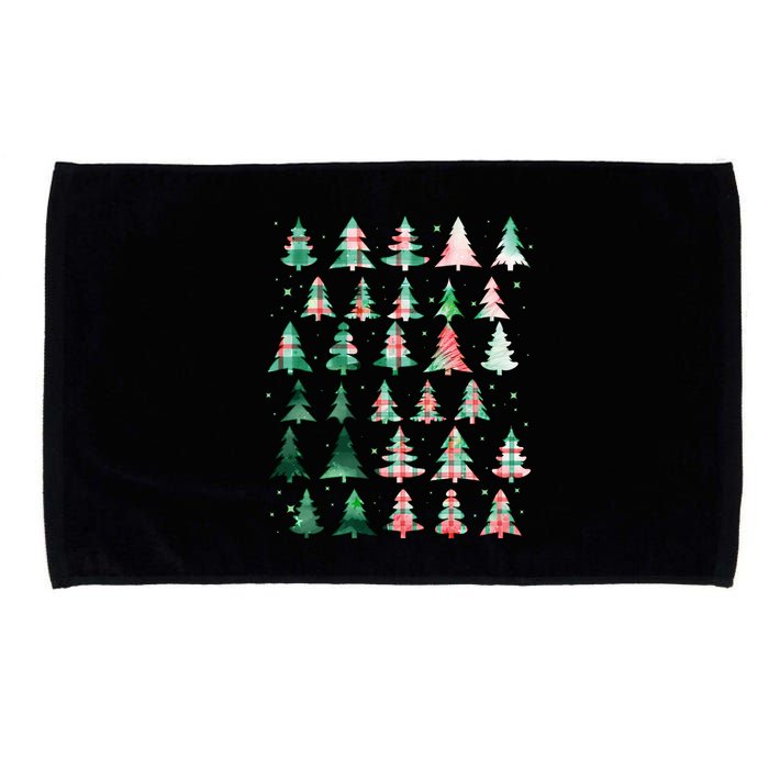 Festive Christmas Trees Patterns Mash Up Microfiber Hand Towel