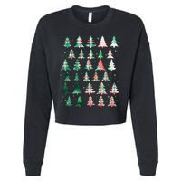 Festive Christmas Trees Patterns Mash Up Cropped Pullover Crew