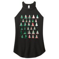 Festive Christmas Trees Patterns Mash Up Women's Perfect Tri Rocker Tank