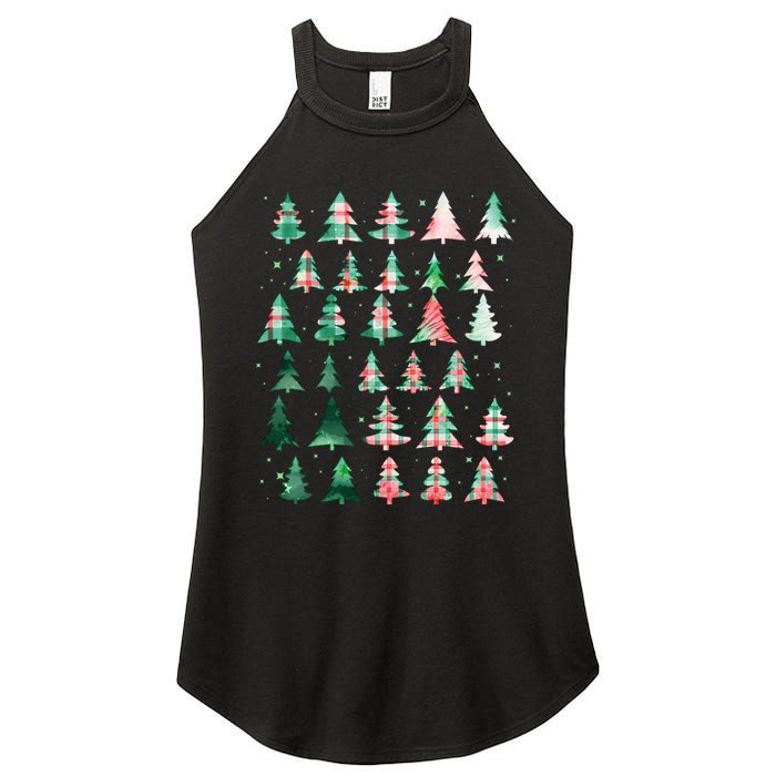 Festive Christmas Trees Patterns Mash Up Women's Perfect Tri Rocker Tank