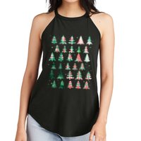 Festive Christmas Trees Patterns Mash Up Women's Perfect Tri Rocker Tank