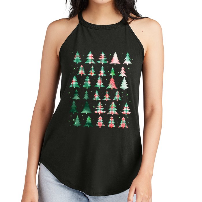Festive Christmas Trees Patterns Mash Up Women's Perfect Tri Rocker Tank