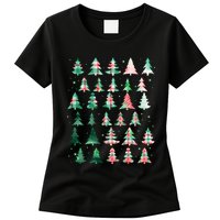 Festive Christmas Trees Patterns Mash Up Womens T-Shirt