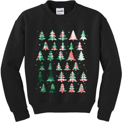 Festive Christmas Trees Patterns Mash Up Kids Sweatshirt