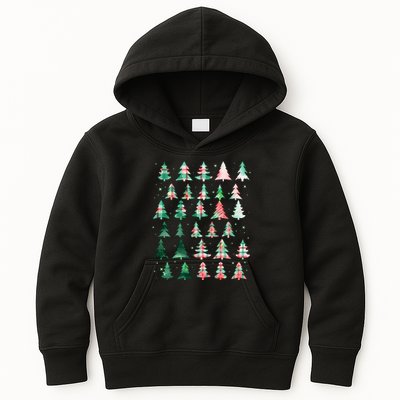 Festive Christmas Trees Patterns Mash Up Kids Hoodie