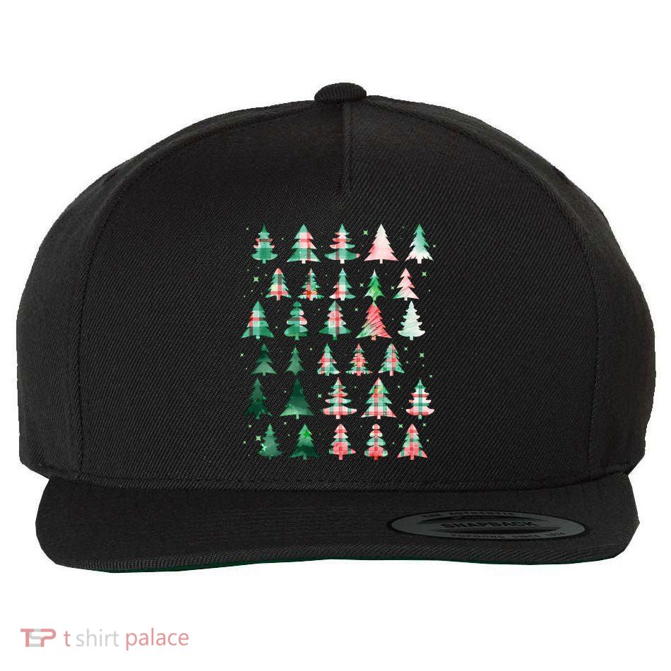 Festive Christmas Trees Patterns Mash Up Wool Snapback Cap