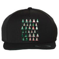 Festive Christmas Trees Patterns Mash Up Wool Snapback Cap