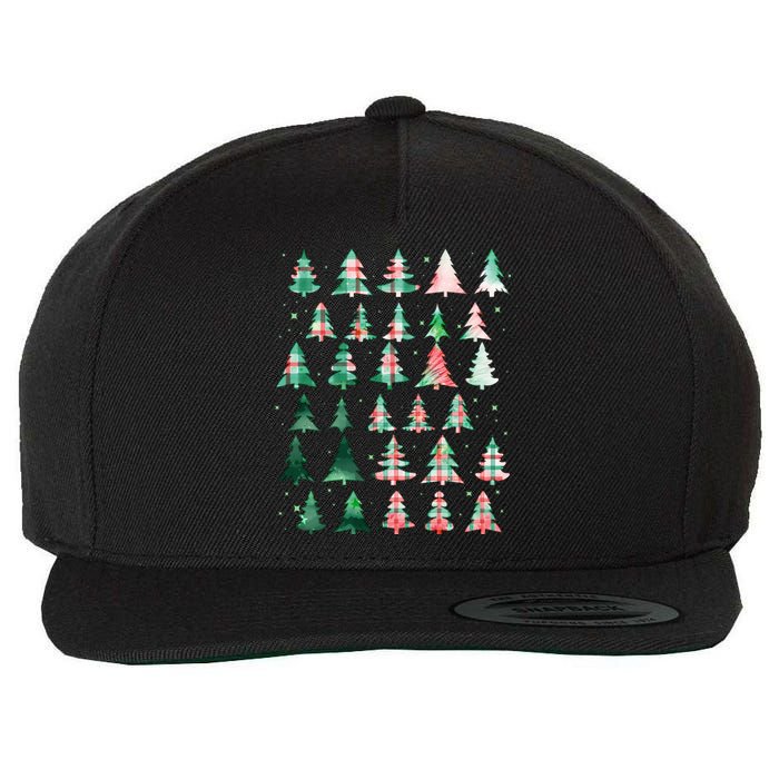 Festive Christmas Trees Patterns Mash Up Wool Snapback Cap