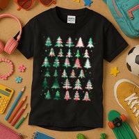 Festive Christmas Trees Patterns Mash Up Kids T-Shirt