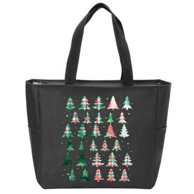 Festive Christmas Trees Patterns Mash Up Zip Tote Bag