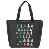 Festive Christmas Trees Patterns Mash Up Zip Tote Bag