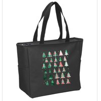 Festive Christmas Trees Patterns Mash Up Zip Tote Bag