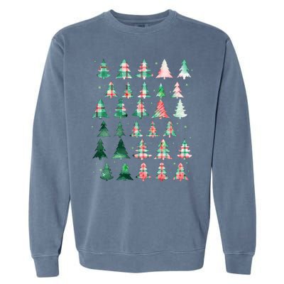 Festive Christmas Trees Patterns Mash Up Garment-Dyed Sweatshirt