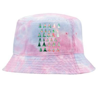 Festive Christmas Trees Patterns Mash Up Tie-Dyed Bucket Hat