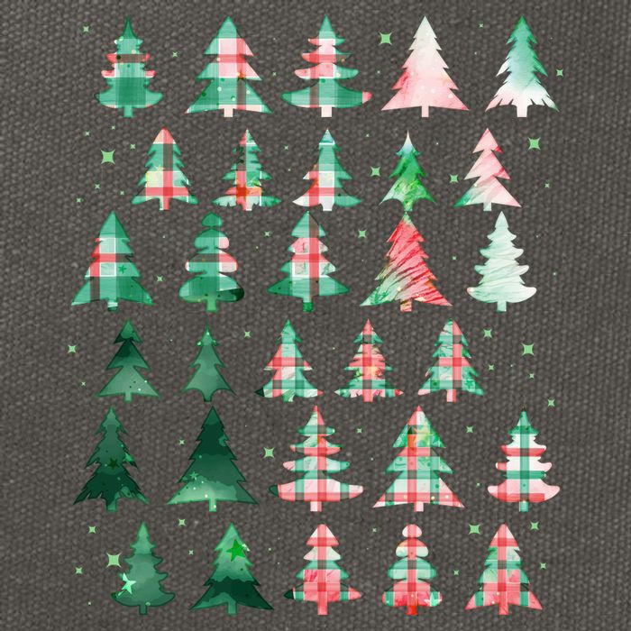 Festive Christmas Trees Patterns Mash Up Cotton Canvas Backpack