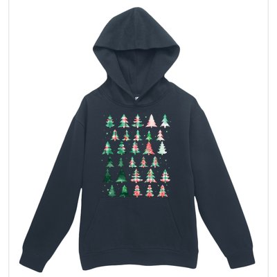 Festive Christmas Trees Patterns Mash Up Urban Pullover Hoodie