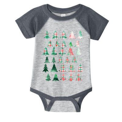 Festive Christmas Trees Patterns Mash Up Infant Baby Jersey Bodysuit