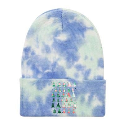 Festive Christmas Trees Patterns Mash Up Tie Dye 12in Knit Beanie