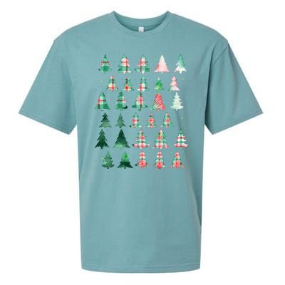 Festive Christmas Trees Patterns Mash Up Sueded Cloud Jersey T-Shirt