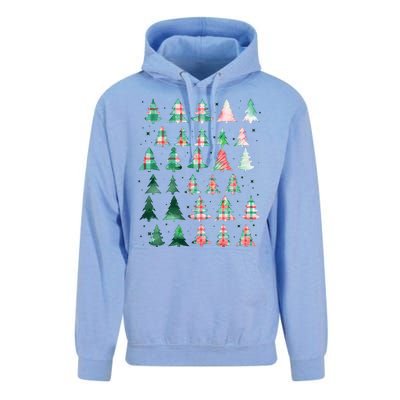 Festive Christmas Trees Patterns Mash Up Unisex Surf Hoodie