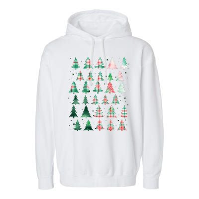 Festive Christmas Trees Patterns Mash Up Garment-Dyed Fleece Hoodie