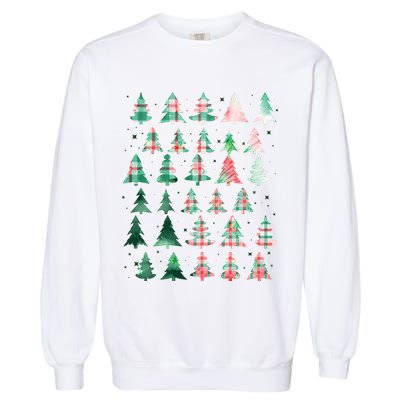 Festive Christmas Trees Patterns Mash Up Garment-Dyed Sweatshirt
