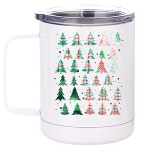 Festive Christmas Trees Patterns Mash Up 12 oz Stainless Steel Tumbler Cup