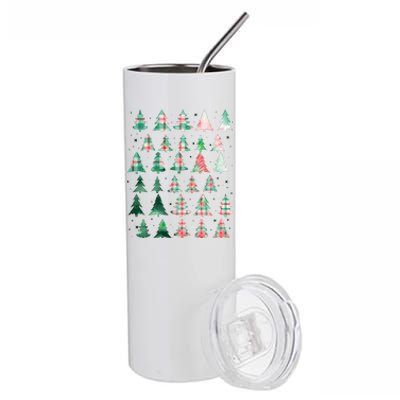 Festive Christmas Trees Patterns Mash Up Stainless Steel Tumbler