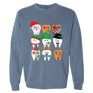 Funny Christmas Teeth Dental Hygiene Dental Squad Gift Garment-Dyed Sweatshirt