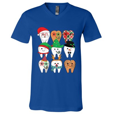 Funny Christmas Teeth Dental Hygiene Dental Squad Gift V-Neck T-Shirt