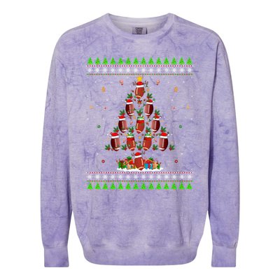 Football Christmas Tree Ugly Santa American Football Xmas Gift Colorblast Crewneck Sweatshirt