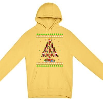 Football Christmas Tree Ugly Santa American Football Xmas Gift Premium Pullover Hoodie