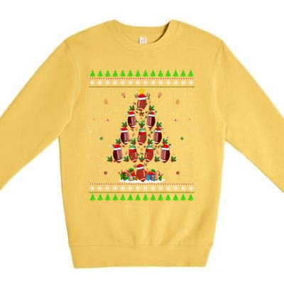 Football Christmas Tree Ugly Santa American Football Xmas Gift Premium Crewneck Sweatshirt