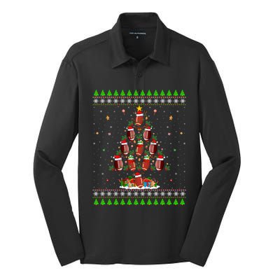 Football Christmas Tree Ugly Santa American Football Xmas Gift Silk Touch Performance Long Sleeve Polo