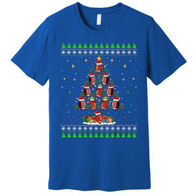 Football Christmas Tree Ugly Santa American Football Xmas Gift Premium T-Shirt