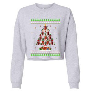 Football Christmas Tree Ugly Santa American Football Xmas Gift Cropped Pullover Crew