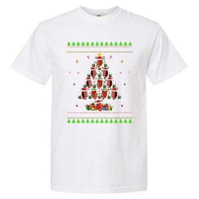 Football Christmas Tree Ugly Santa American Football Xmas Gift Garment-Dyed Heavyweight T-Shirt