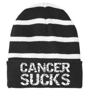 Funny Cancer Treatt Patient Gift Encouraging Striped Beanie with Solid Band