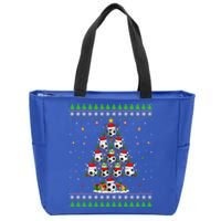 Football Christmas Tree Ugly Sweater Santa Football Xmas Gift Zip Tote Bag