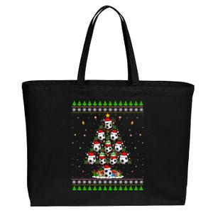 Football Christmas Tree Ugly Sweater Santa Football Xmas Gift Cotton Canvas Jumbo Tote