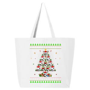 Football Christmas Tree Ugly Sweater Santa Football Xmas Gift 25L Jumbo Tote