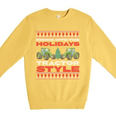 Funny Christmas Tractor Xmas Tractor Holiday Farm Truck Driver Premium Crewneck Sweatshirt