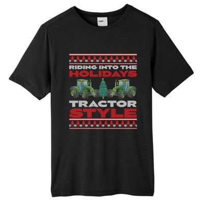 Funny Christmas Tractor Xmas Tractor Holiday Farm Truck Driver Tall Fusion ChromaSoft Performance T-Shirt