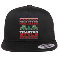 Funny Christmas Tractor Xmas Tractor Holiday Farm Truck Driver Flatbill Hat