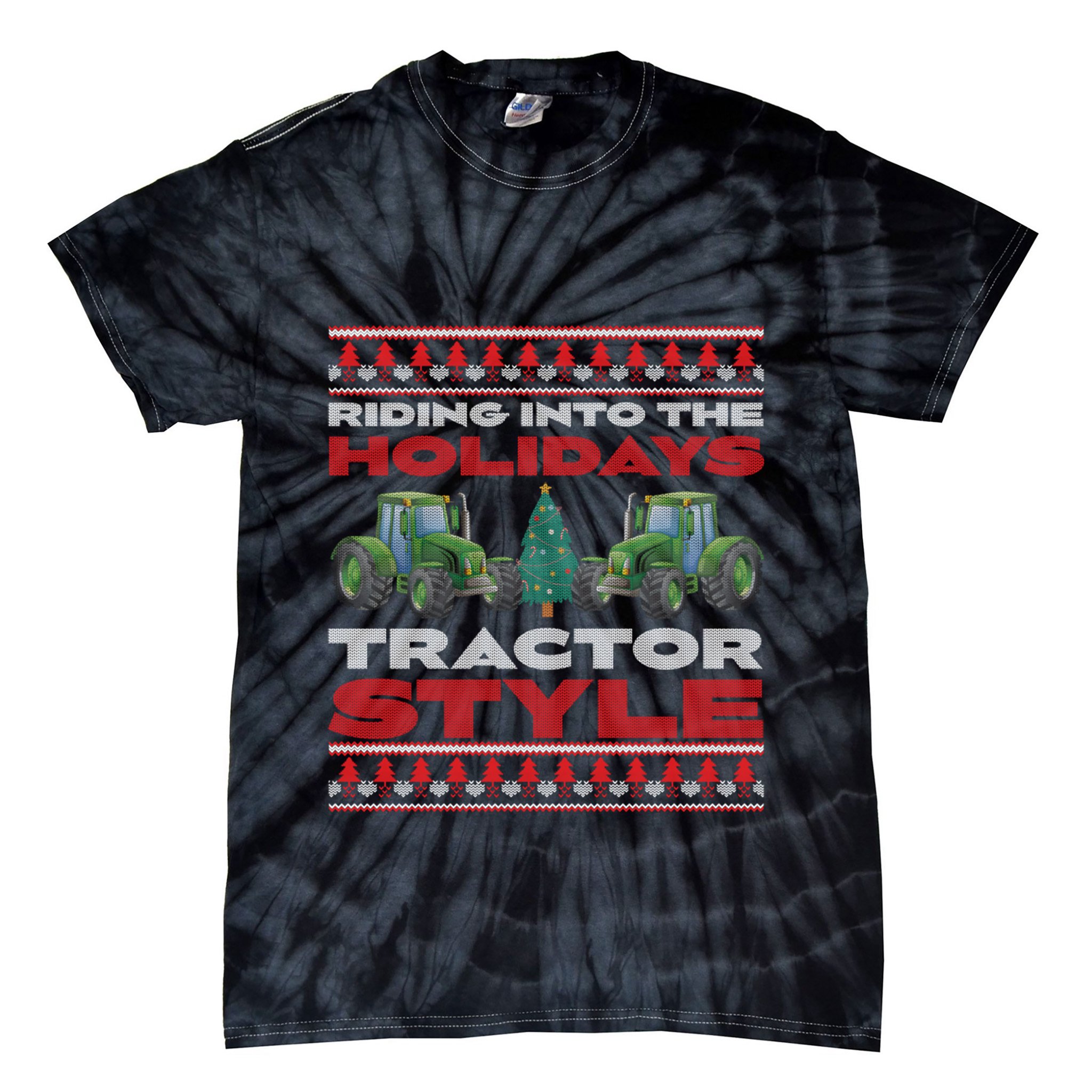 Funny Christmas Tractor Xmas Tractor Holiday Farm Truck Driver Tie-Dye T-Shirt