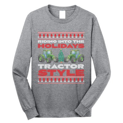 Funny Christmas Tractor Xmas Tractor Holiday Farm Truck Driver Long Sleeve Shirt