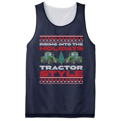 Funny Christmas Tractor Xmas Tractor Holiday Farm Truck Driver Mesh Reversible Basketball Jersey Tank