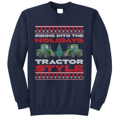 Funny Christmas Tractor Xmas Tractor Holiday Farm Truck Driver Tall Sweatshirt